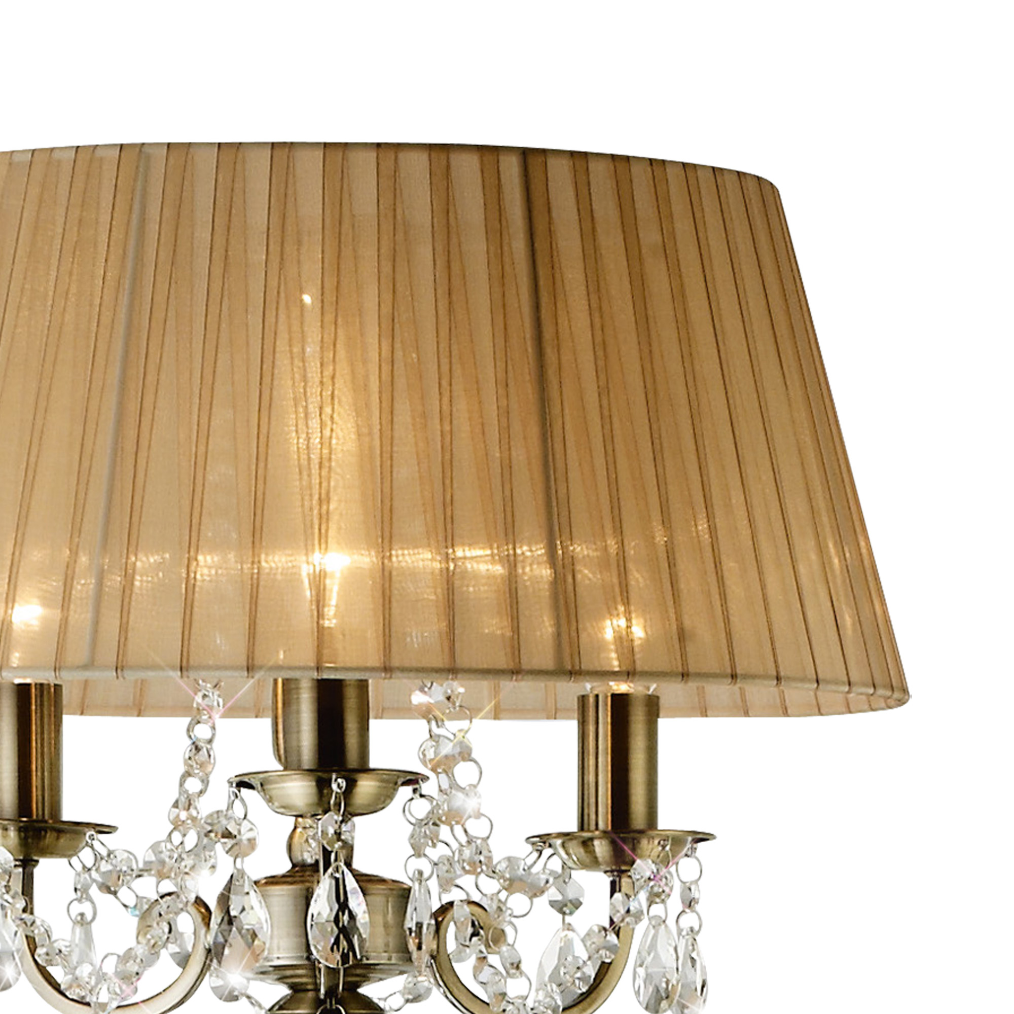 Olivia Antique Brass-Soft Bronze Crystal Floor Lamps Diyas Shaded Floor Lamps